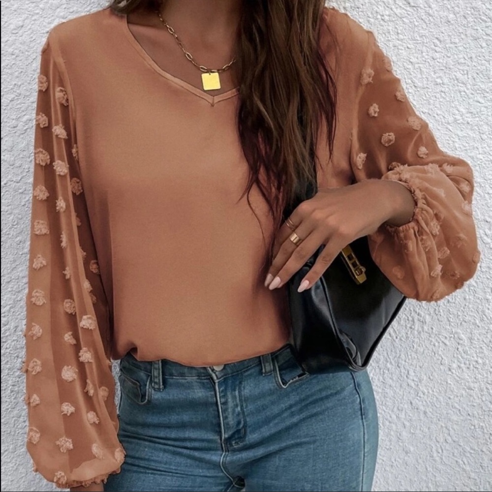 Swiss Dot Sleeve Blouse